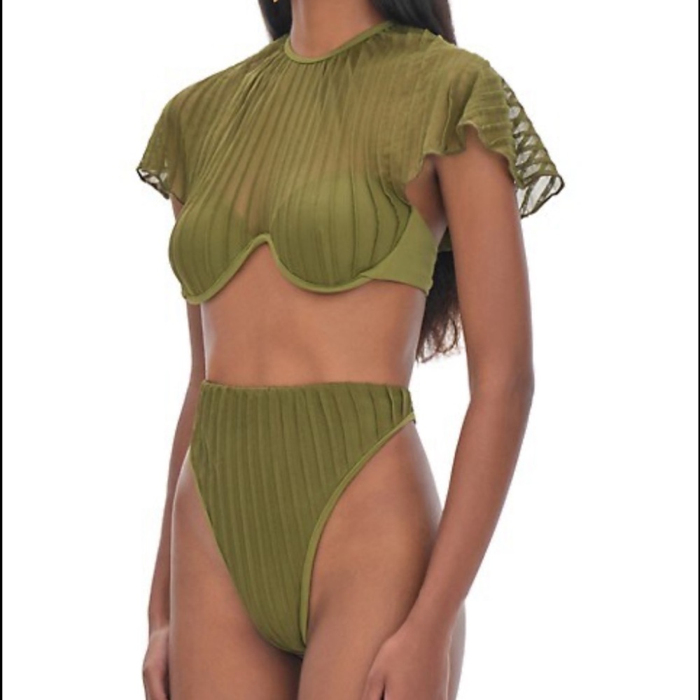 ANDREA IYAMAH Gara Mesh Bikini Top and High Rise Bottom Top = M Bottom = Large